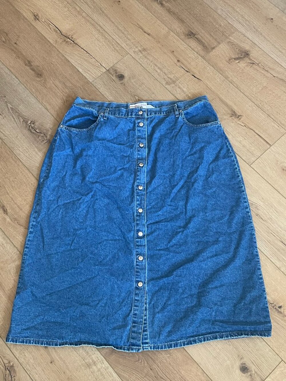 Only Denims Denim Midi Skirt with Snap Buttons